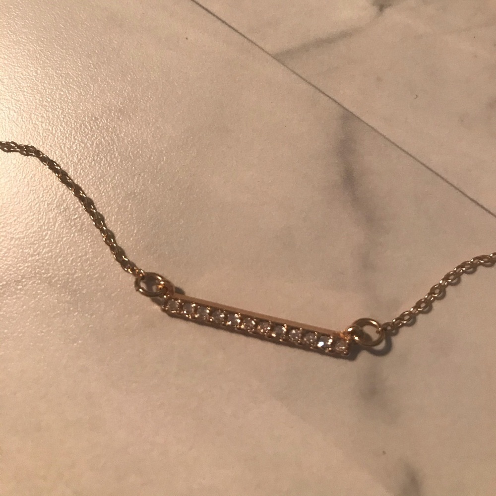 Old navy gold rhinestone bar necklace NWOT